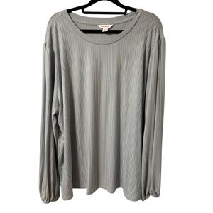 Joe Fresh Women’s Ribbed Long Sleeve Top Silver Grey 3X lightweight Loose Fit